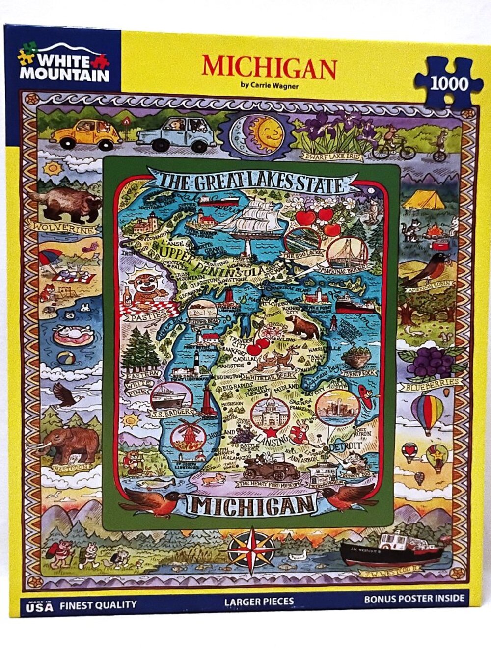 White Mountain 1000 Pc Puzzle Michigan Great Lakes Carrie Wagner 2024 COMPLETE